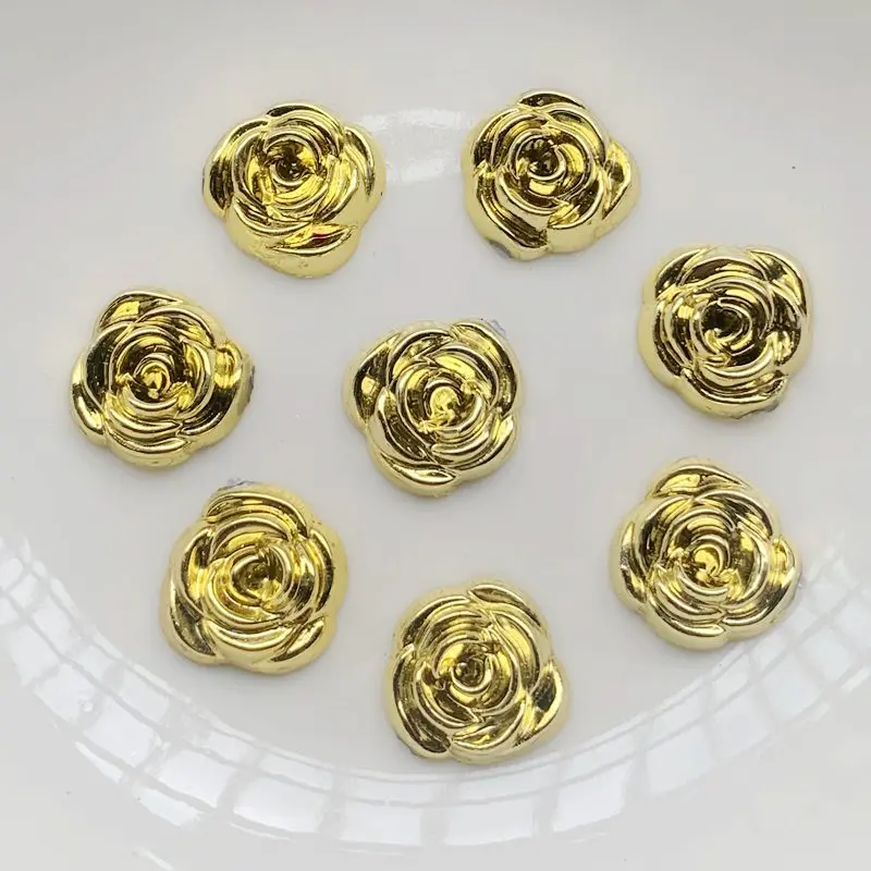 Embellishment Glue Craft - 40 Buah 14Mm Emas Bunga Mawar