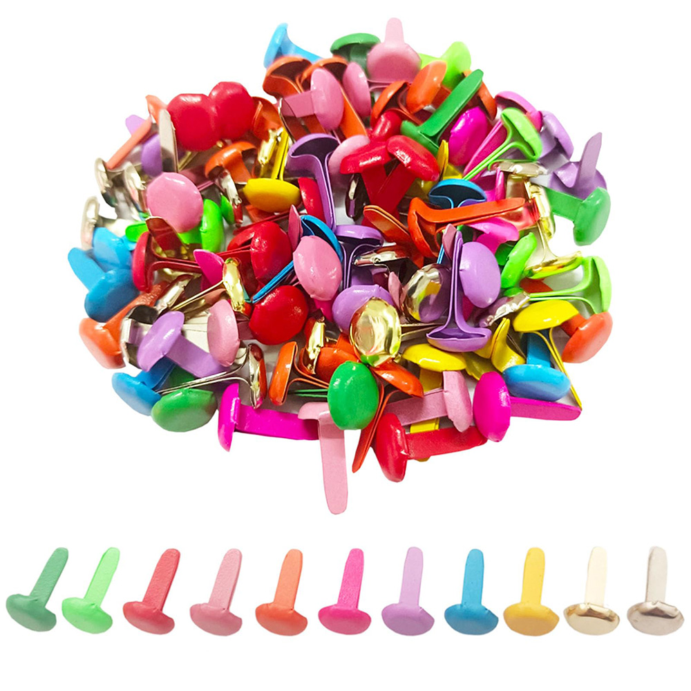 Embellishments For Scrapbooking - 100pcs/Kantong Campuran Pola Brads Logam Bulat