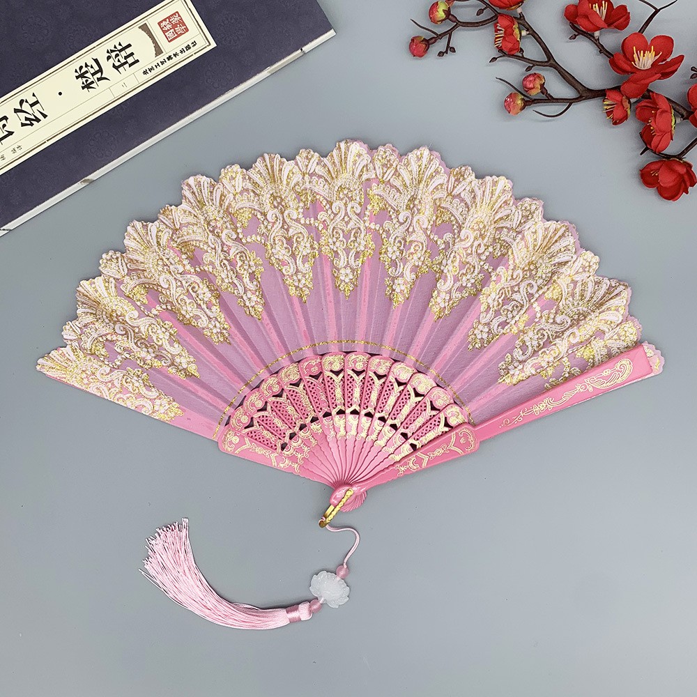 Kipas Tangan Lipat Retro Keraj - Tassel Fringe Trim ulasan dan harga