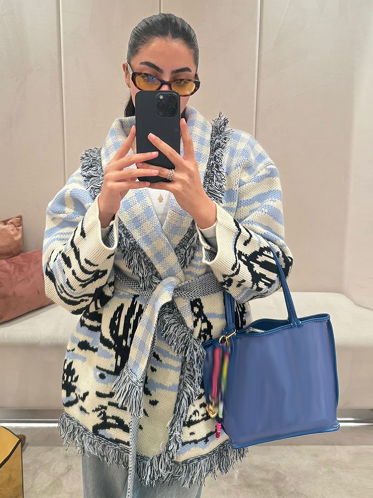 Kardigan Rajut Berumbai Motif  - Tassel Fringe Trim ulasan dan harga