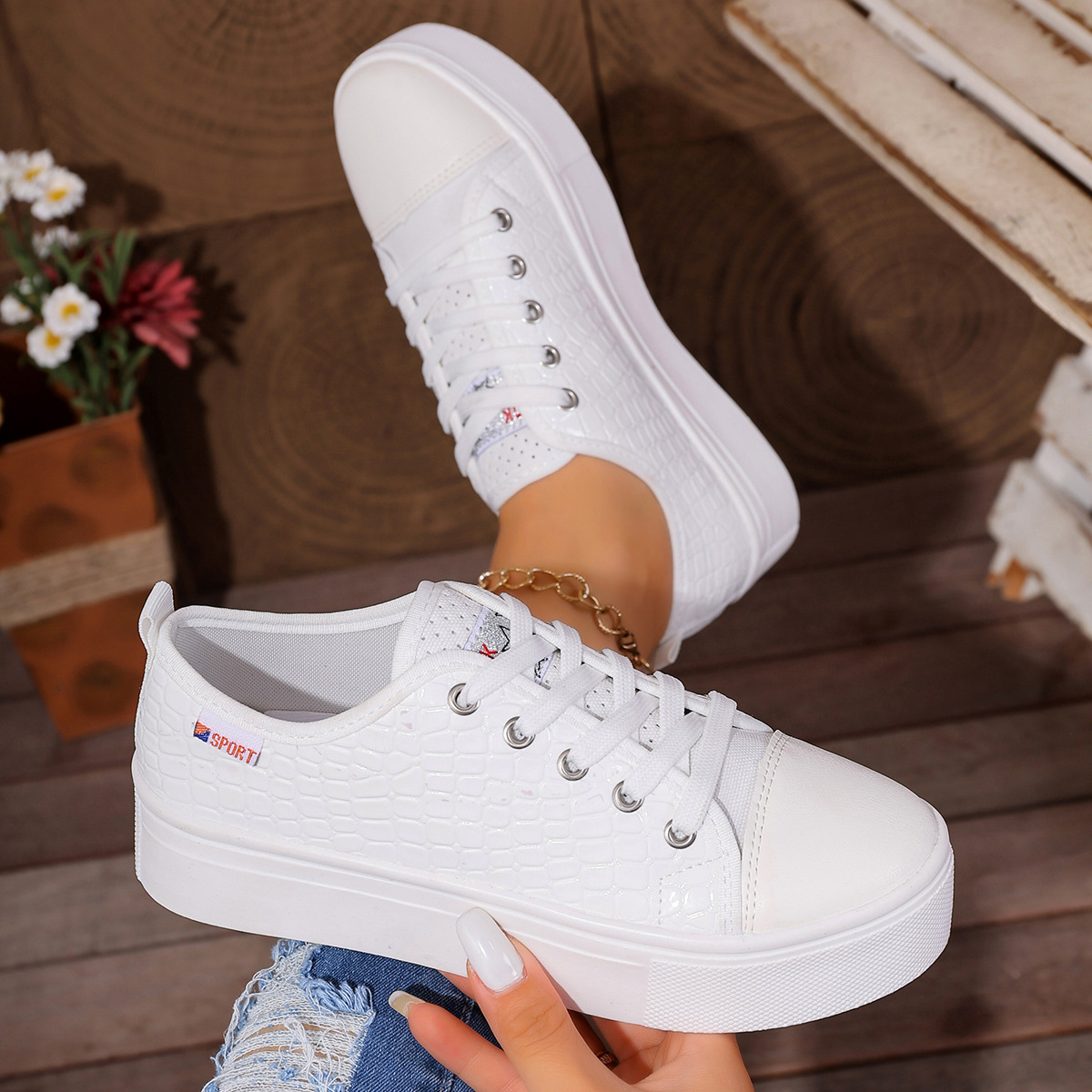 Sepatu flat kasual wanita baru - Guipure Lace Panel ulasan dan harga