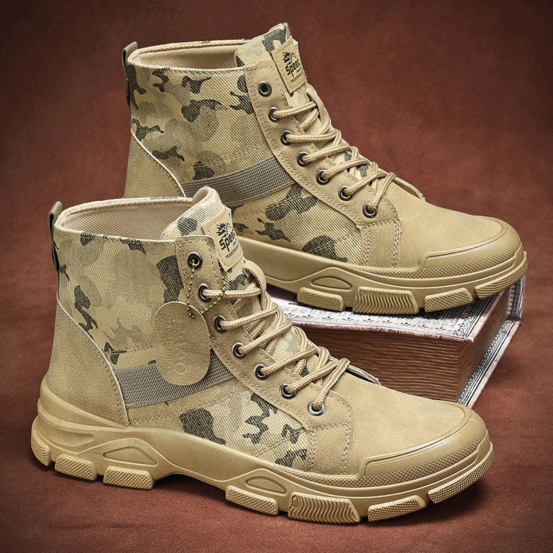 Sepatu Bot Tempur Pria Motif K - Guipure Lace Panel ulasan dan harga